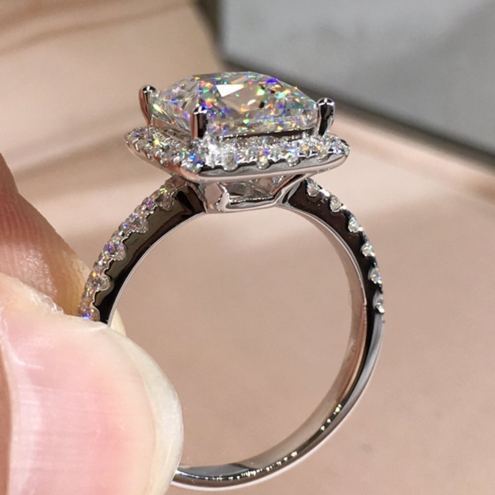 🎁Beautiful Pure Princess Cut Zircon Square Thin Rings for Women, MARR9036 - Picture 5 of 6